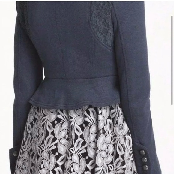 Free People Double Breasted Military Blazer Jacket w/ Lace Panels We The Free - Picture 2 of 13